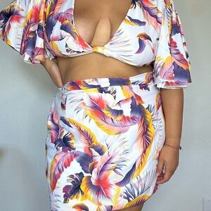 Tropical Print Women's 3 Piece Swim Set